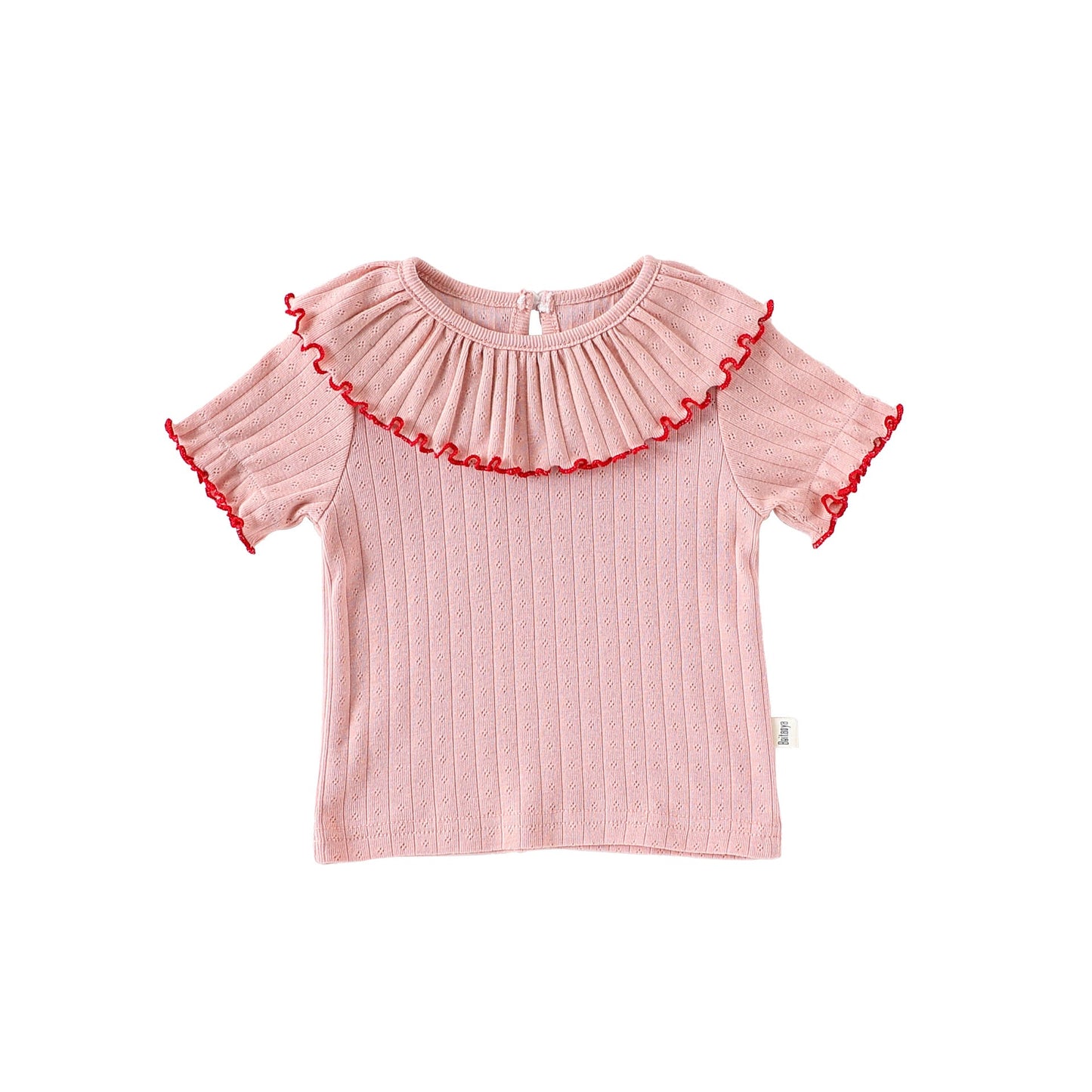 Girls’ Hollow-out Pattern Short Sleeves Top Shirt in European and American Style for Summer-3